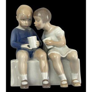 Bing and Grondahl Unfair Treatment #2175 Poreclain Figurine Boy & Girl on Bench